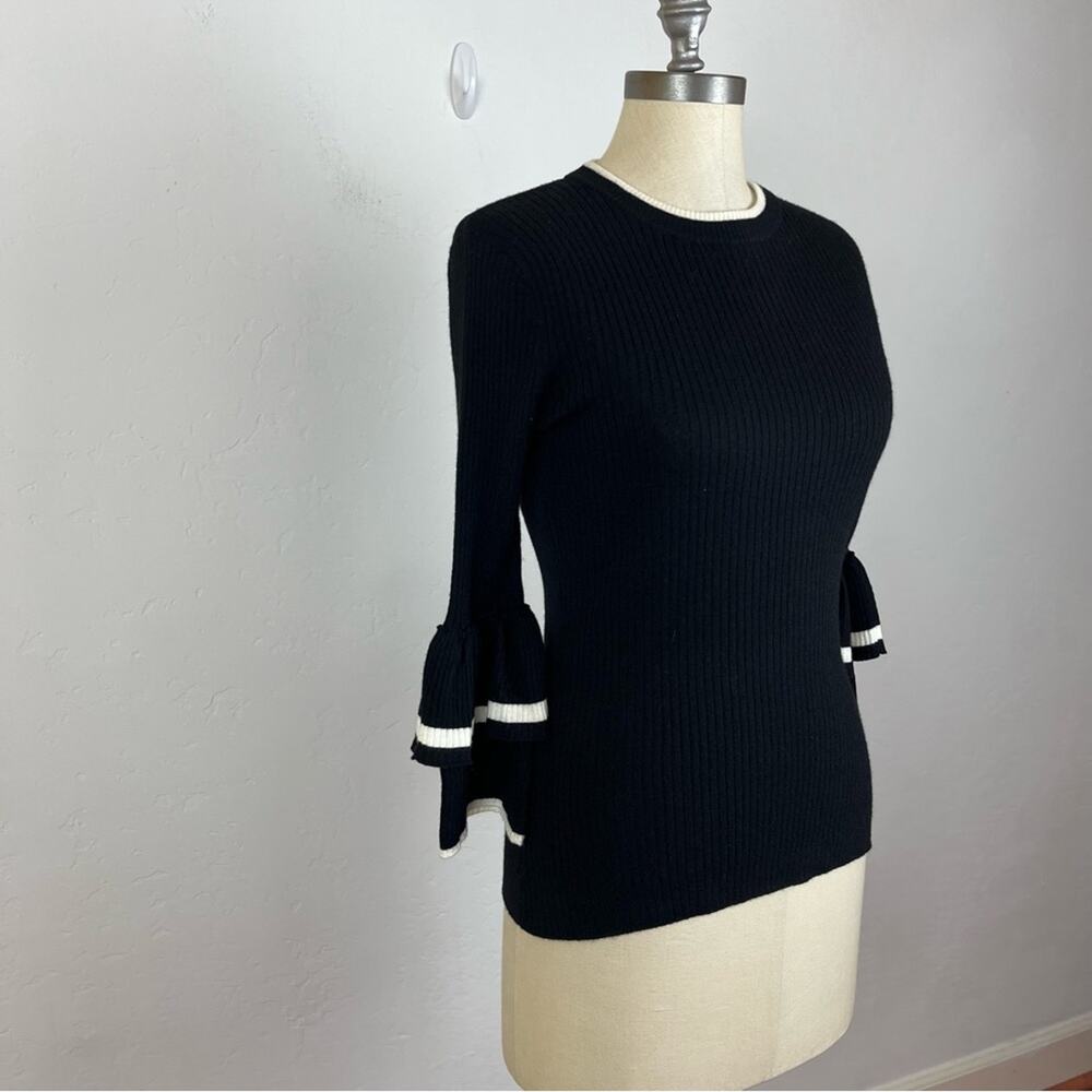 FRAME Ruffle-Cuff Rib-Knit Wool Sweater - Picture 3 of 8